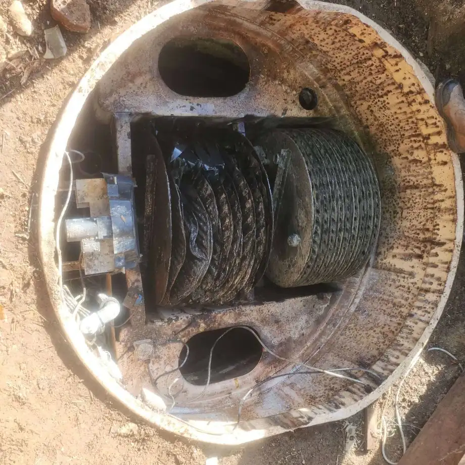 The inside of a sewage treatment plant opened for servicing