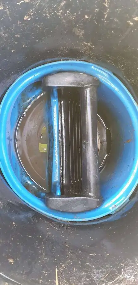 Looking down into a rainwater harvesting tank